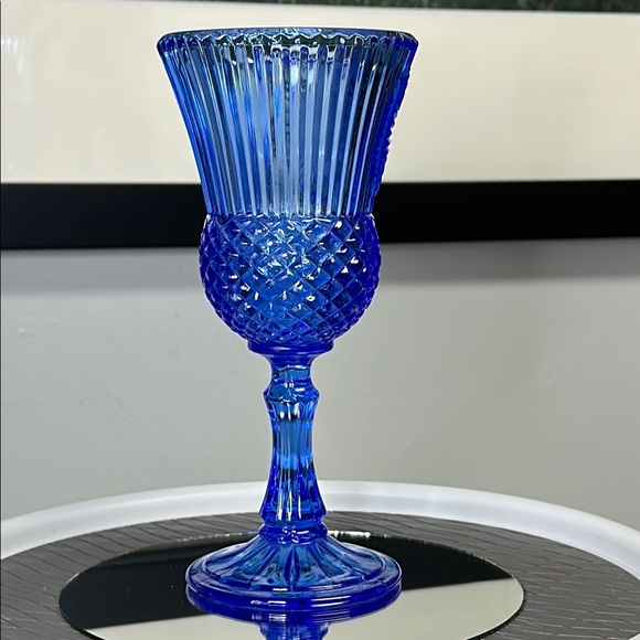 Vintage Avon Fostoria Cobalt Blue Glass Goblet with George Washington - Picture 5 of 11